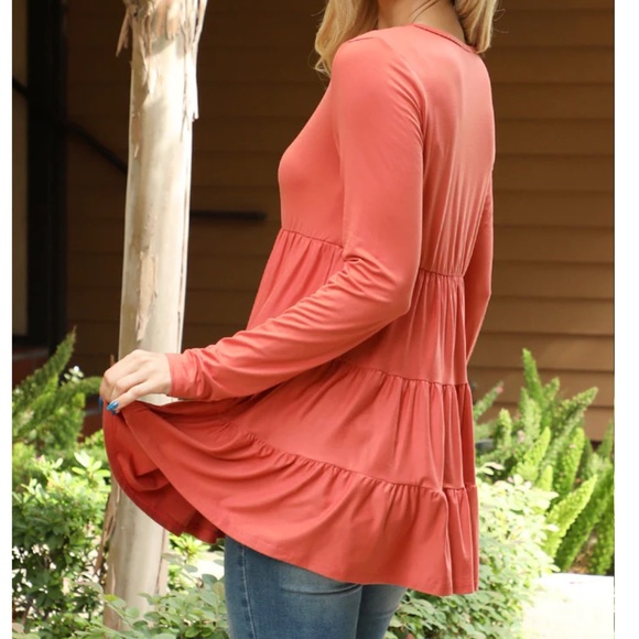 29 Boho Long Sleeves Tiered Tunic Top - Picture 3 of 3